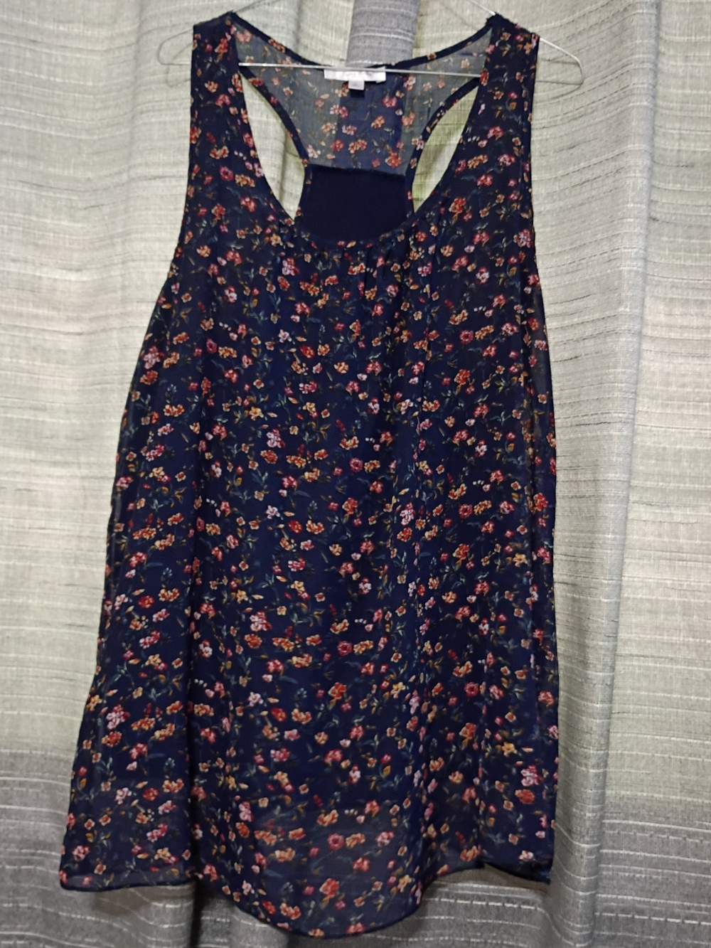 Maternity Large Navy Floral Racerback Tank Top